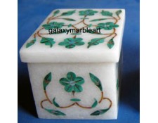 Malachite stones inlaid marble box-RE2317